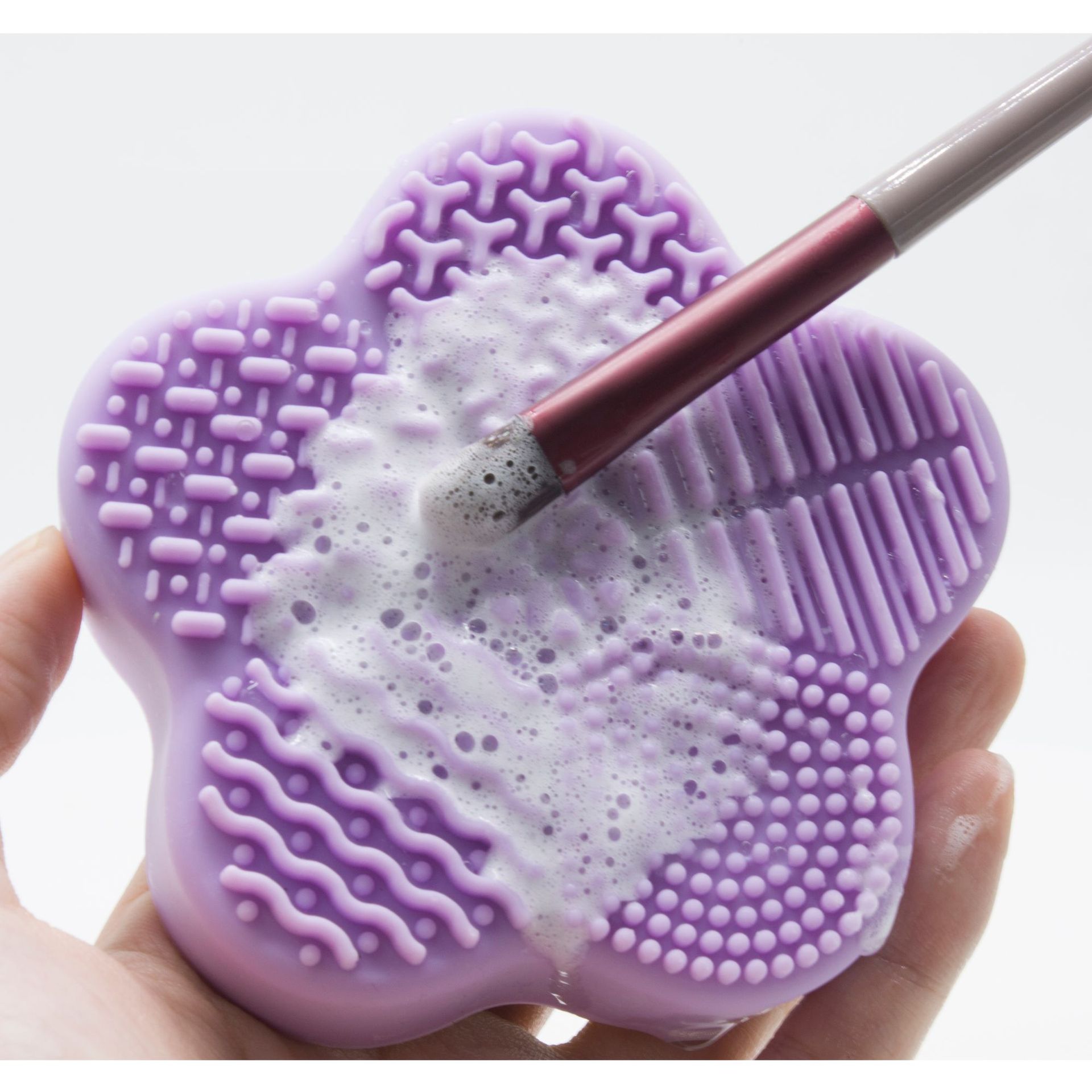 Silicone beauty brush cleaning box, dry cleaning sponge cleaner, makeup brush quick cleaning box, silicone star-shaped washing pad, exclusively for export details Picture