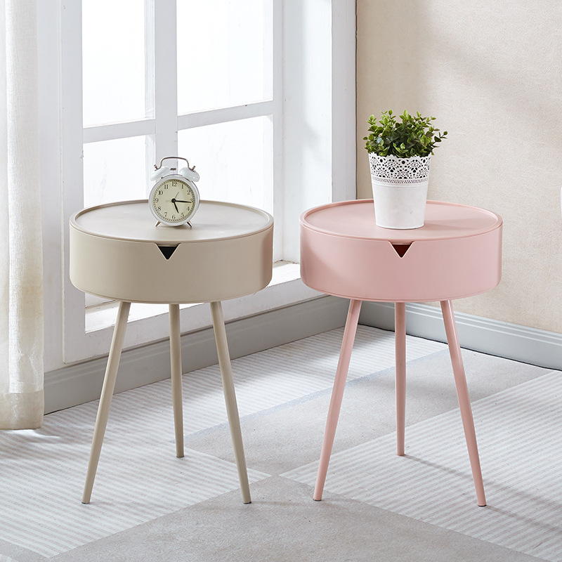 A round triangular table, a small table by the bedside of a girl in the bedroom, a modern and simple mini round table Specification image
