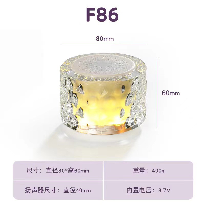 炫彩迷你水晶透明藍(lán)牙音箱家用戶外便攜式低音炮智能氛圍感音響詳情圖2