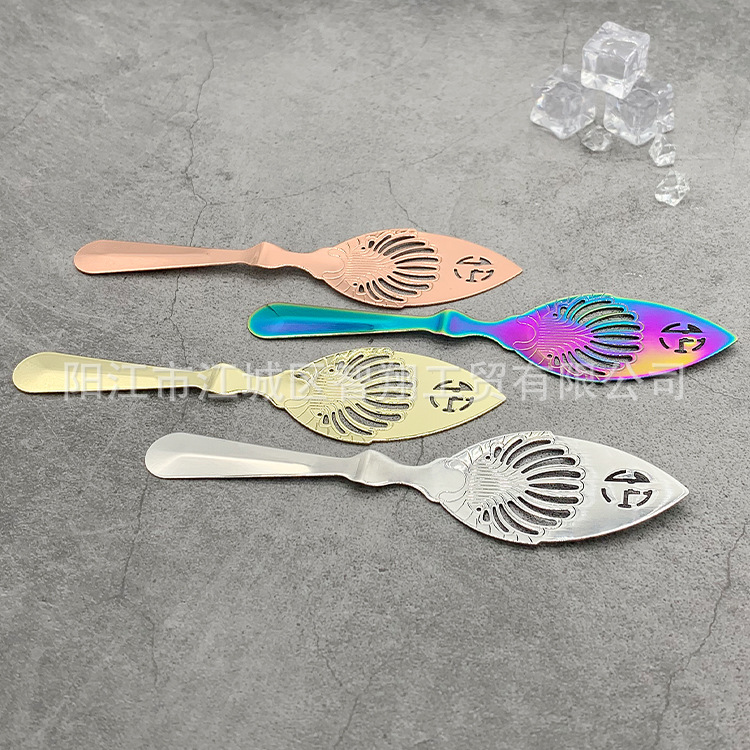 304 stainless steel absinthe spoon, sugar strainer, mesh strainer, ice cube grid, bitters strainer, hollowed-out absinthe spoon, cocktail shaker details Picture