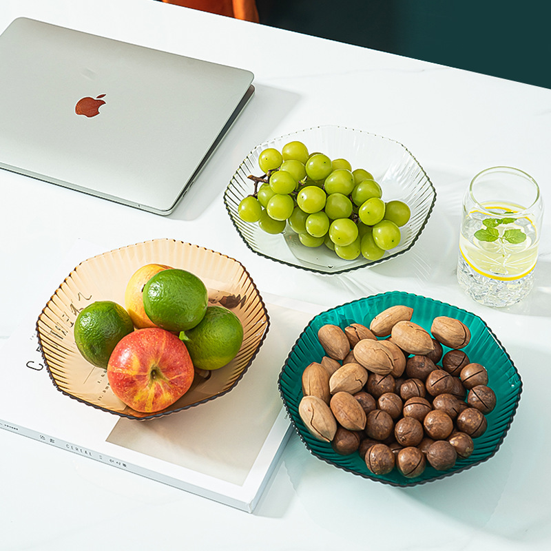 Light luxury stripe fruit tray family living room dry fruit tray plastic candy tray tea table melon seed tray fruit bowl snack tray Application Scenario