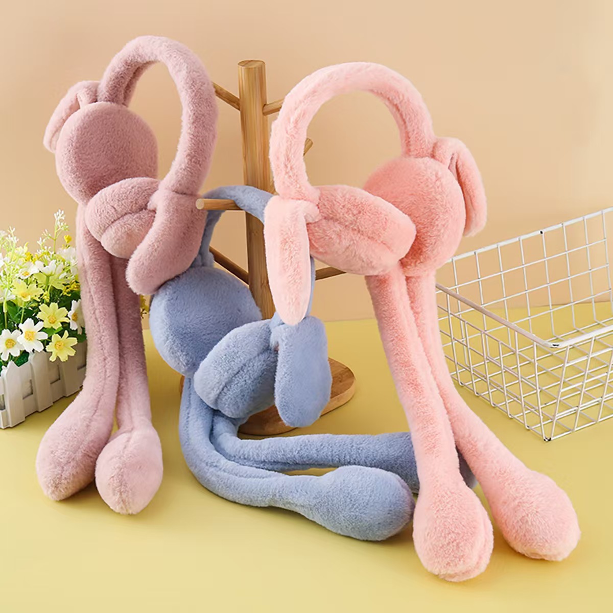 New cute rabbit ear cups that can move and keep warm, cute ear covers for female students, winter ear bags, ear protection for winter