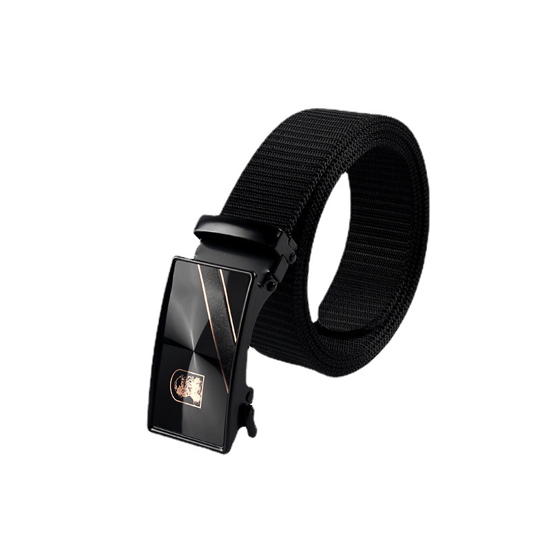 Men's Belt Thickened Nylon Canvas Belt Automatic Buckle Pressure Plate Breathable Outdoor Training Pants Wholesale Item Picture