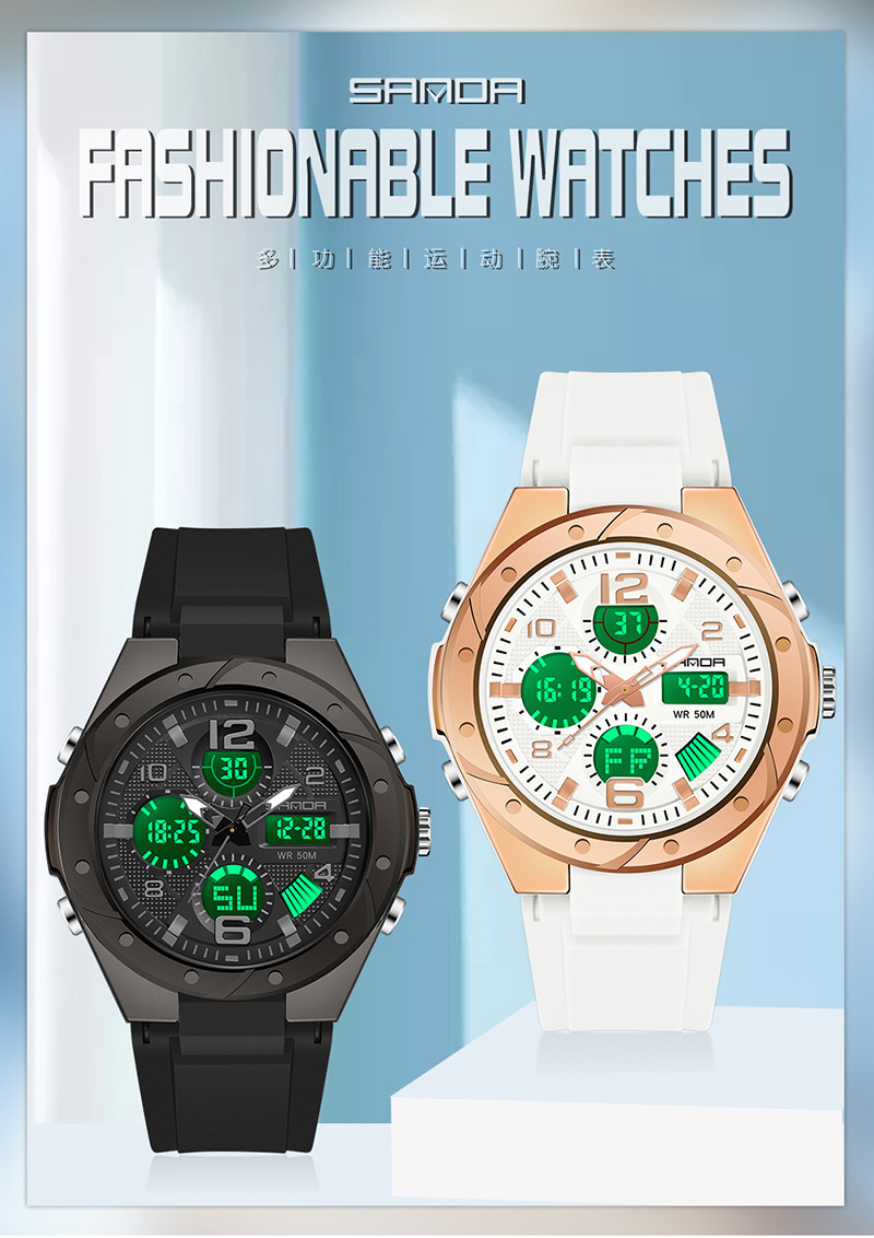 青少年女士手表学生潮流初中高中儿童运动夜光防水多功能电子女表详情2