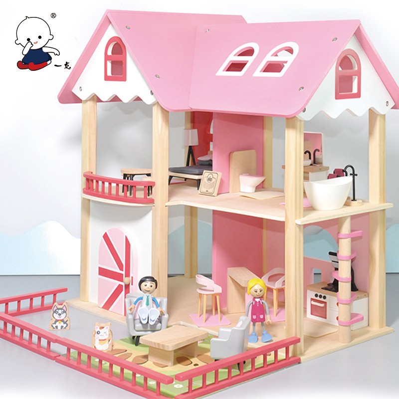 Girl doll house children play house castle toy princess doll villa children DIY wooden simulation house