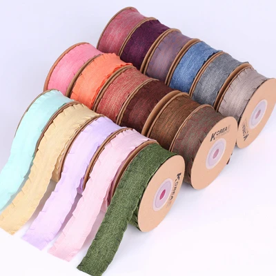 Matching color wood ear trim tree Weave ribbon DIY hair bow Straw hat flower trim skirt terylene cotton twill ribbon thumbnail