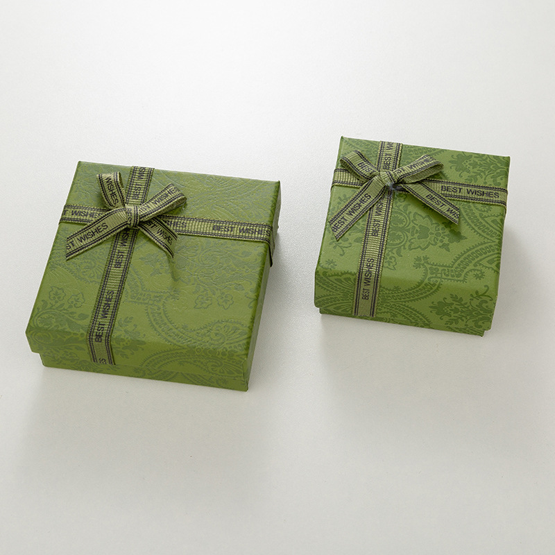 复古绿色蝴蝶结天地盖珠宝首饰礼盒戒指盒吊坠耳钉项链饰品包装盒