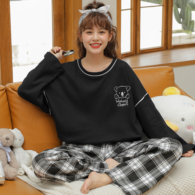 Pajamas for women Spring and autumn long-sleeved cotton set 2022 new student ins style loose home wear for autumn and winter Specification image