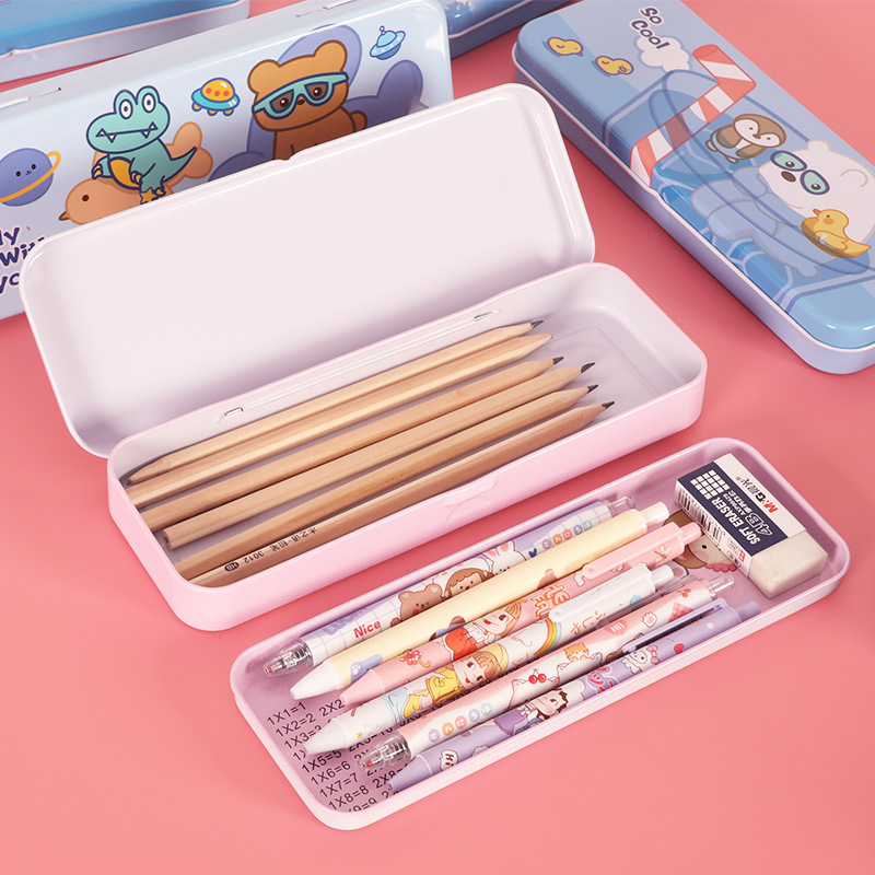 乘法口诀表文具盒金属材质小学生女款一年学习用品铁盒简易笔袋