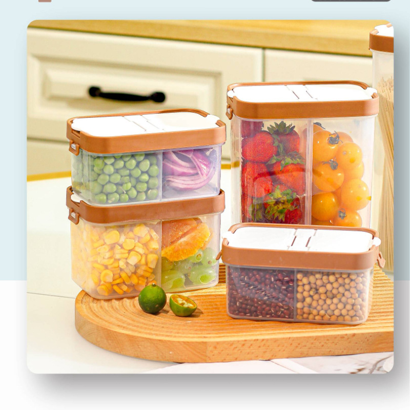 Household kitchen grain transparent food sealed tank multi-functional moisture-proof and insect-proof snacks storage division Specification drawing