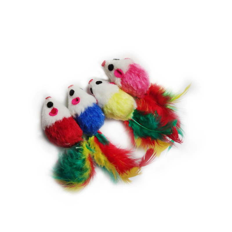 Colorful feather tails to play with cats, plush little mice, cat toys, cat supplies, cat scratch and bite toys, cat toy factory Item Picture