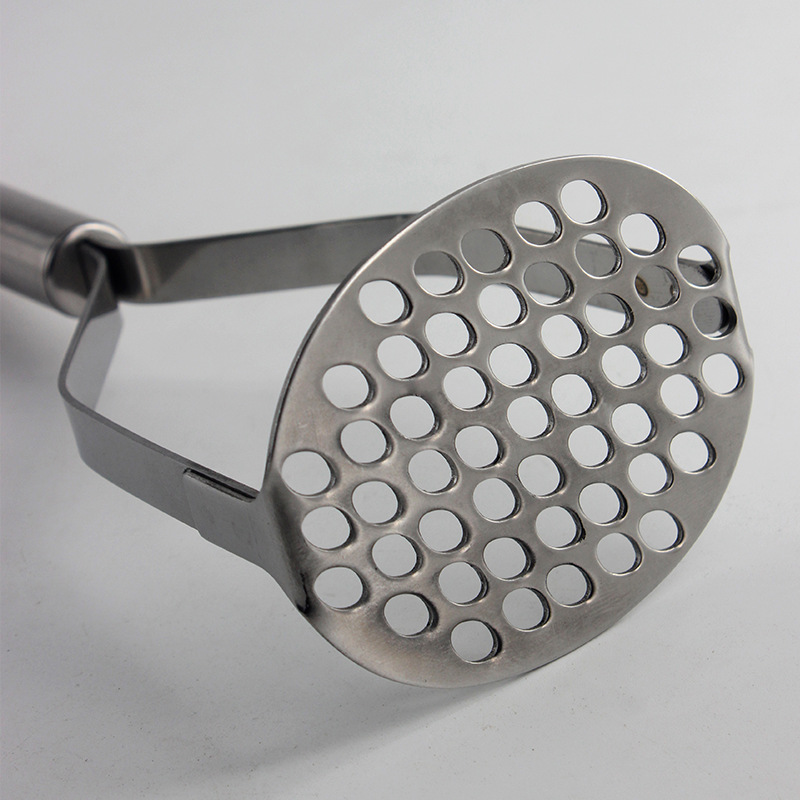 Potato Puree 430 Stainless Steel Potato Press Multi-Function Slotted Spoon Red Sweet Potato Fruit Puree Press Potato Masher Specification drawing