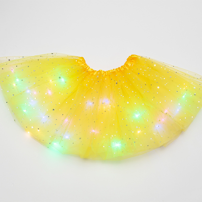 Children's glitter with light emitting tutu skirt Light emitting gauze skirt LED light Shag skirt Item Picture