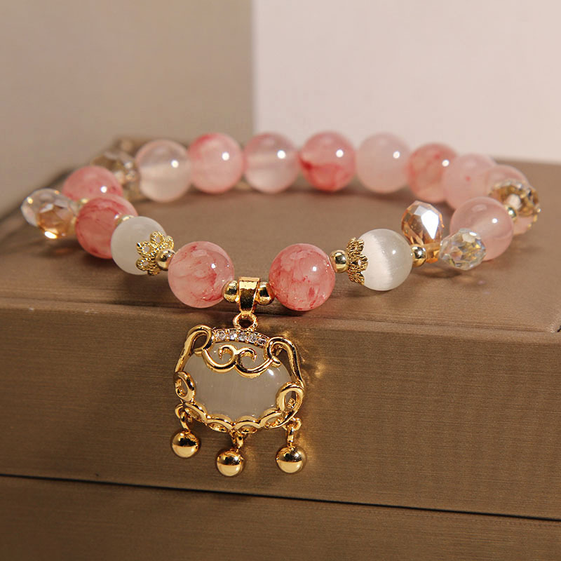 Versión coreana pequeño fresco y colorido fresa cristal pulsera mujeres ins nicho luz de lujo micro con circonitas lazo pulsera pulsera de cristal cristal pulsera de alta sensibilidad Specification image