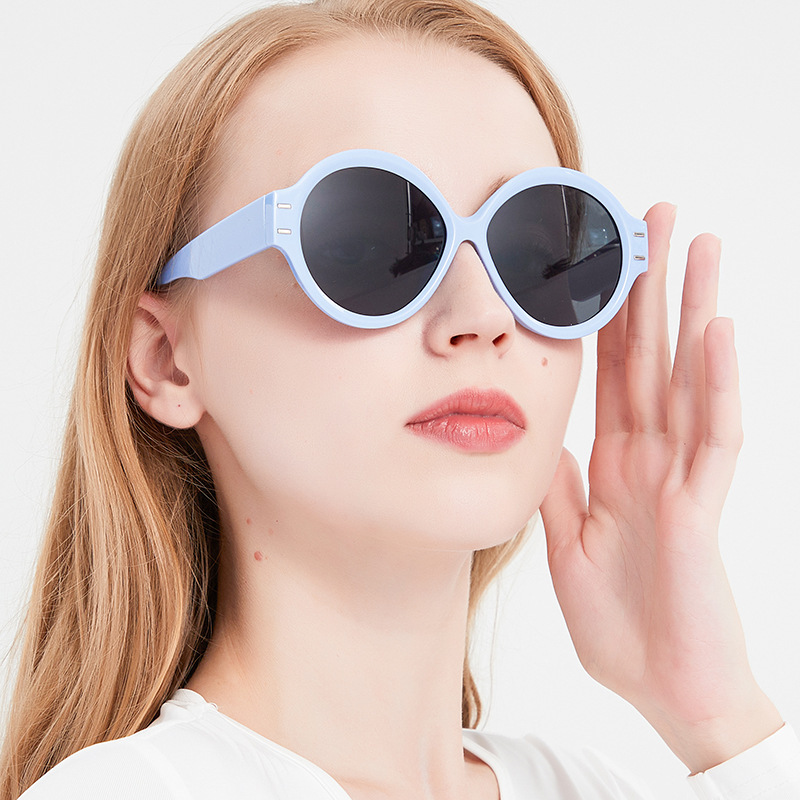 New round custom-made sunglasses, European and American fashion outfits, sunshade and sun protection, jelly-colored glasses