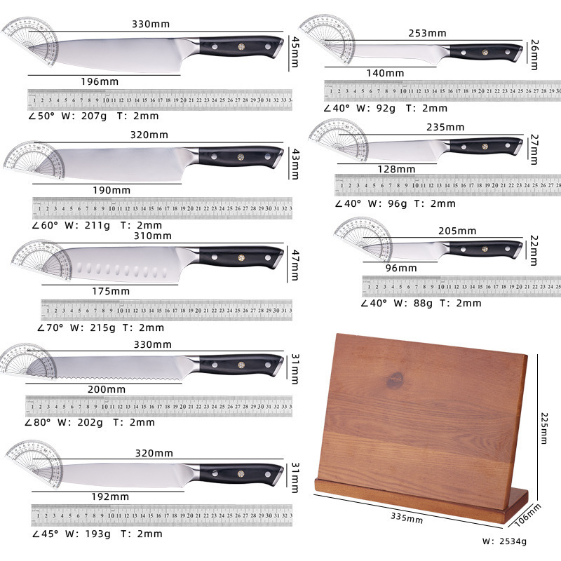 Factory Stock Steel Head Nail Chef Knife Cutting Bread Universal Japanese Cuisine Knife Handle Molybdenum Vanadium Steel Cross-Border Knife Set details Picture