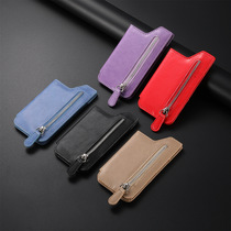 Mobile phone card bag card cover left and right flip multi-card holder zipper mobile phone bag creative personality back stick card bag
