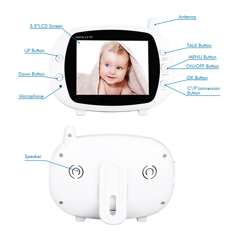 新款3.5寸婴儿监护器 宝宝看护仪 无线监控 双向对讲 夜视红外详情图4