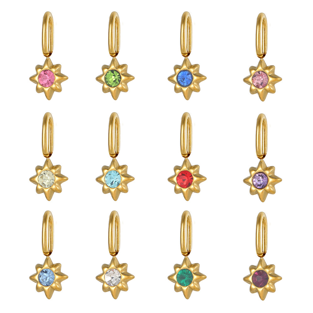 European and American cross-border exquisite titanium steel style micro-inlaid octagonal star diy pendant accessories, earrings, necklaces, jewelry accessories, pendants pic 2