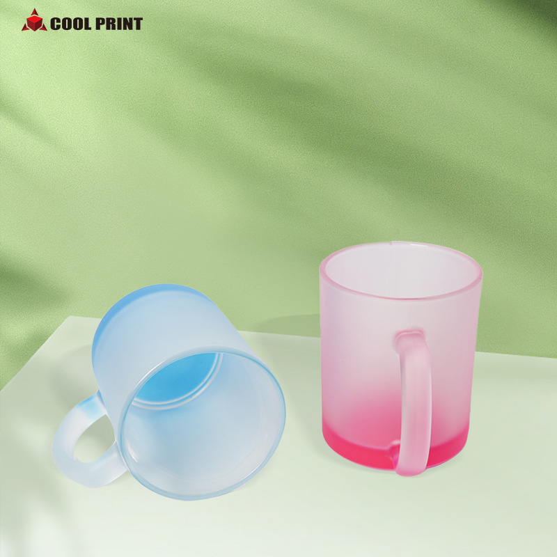 Heat transfer fluorescent glass cups, creative handmade glass cups, glass water cups, fluorescent cup gifts, logo printing Specification image
