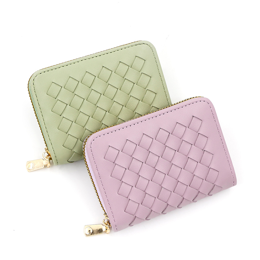 European and American fashionable ladies' card case, zipper small coin purse, woven bag, men's and women's organ card case, multi-slot card holder