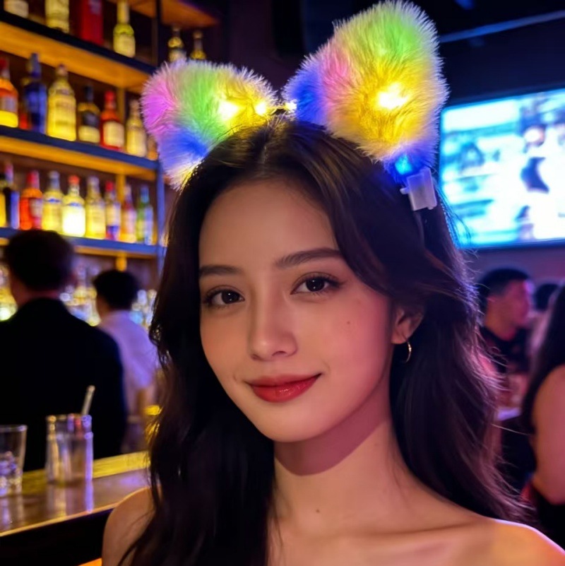 Luminous headbands, fox fur cat ear headbands, Spring Festival street stalls, night markets, small commodity and toy wholesale Specification image