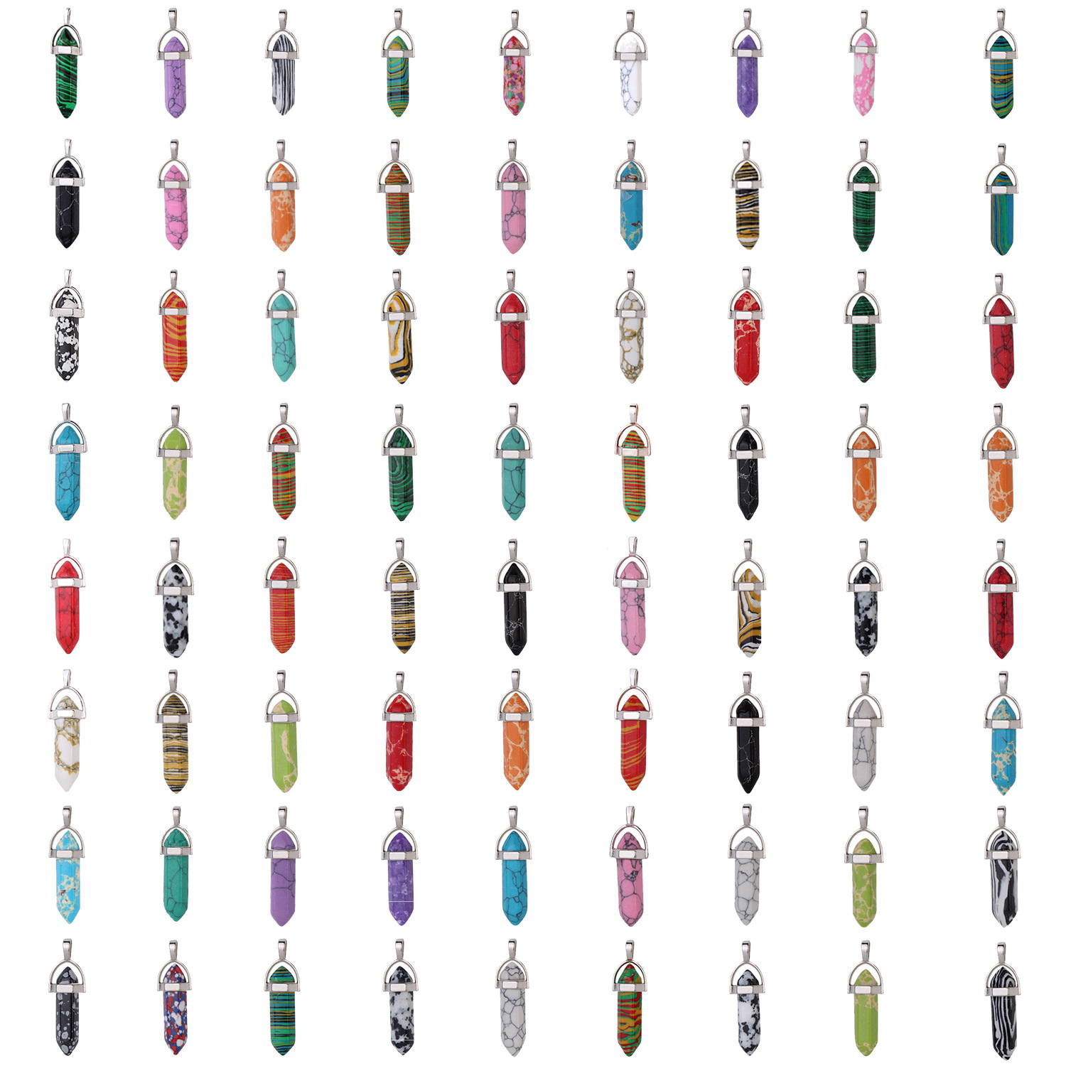 Europe and the United States selling crystal agate natural stone hexagon pendant jade necklace bullet pendant accessories full figure