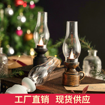 圣诞节复古发光电子煤油灯桌面摆件过年万圣节油灯场景布置装饰