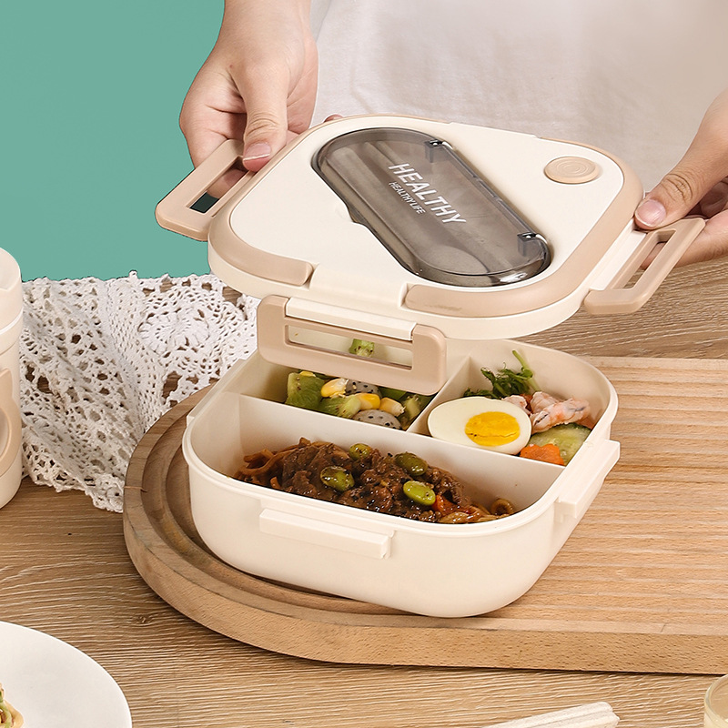 lunch box: Plastic lunch box, Japanese bento box, new square microwave oven, student snack box, lunch box Specification image