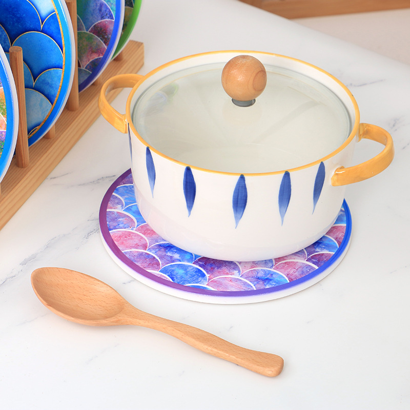 陶瓷餐垫圆形/美人鱼系列陶/餐厨装饰品锅产品图