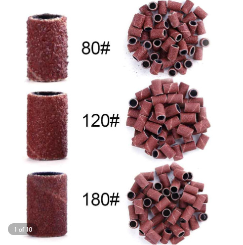 100pcs 80# 120# 180# nail polishing sand ring Metal sandpaper ring polishing sand ring