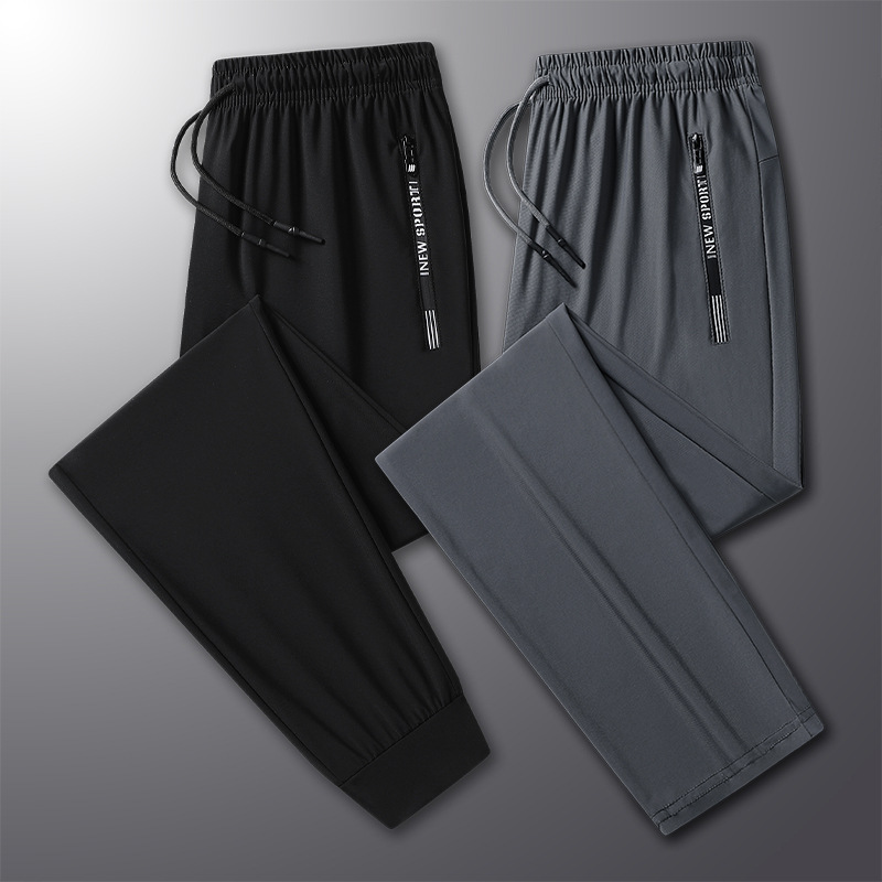 Ice Silk straight-leg casual drape Men's trousers 2024 new summer thin, loose, quick-drying, elastic sport plus-size pants details Picture