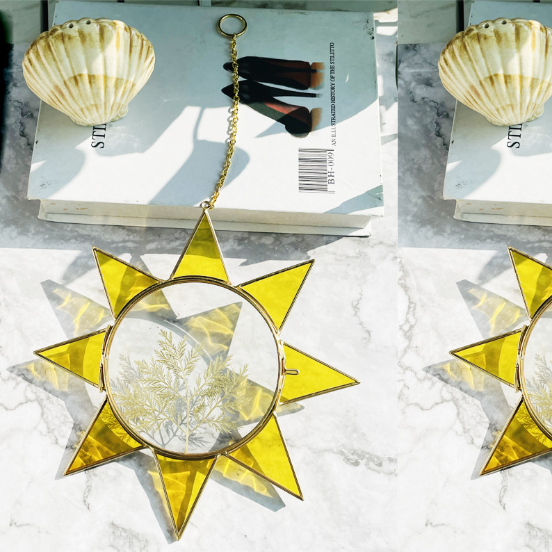 北欧玻璃挂饰异形干花相框高级感手工玻璃永生花画框亚马逊热卖细节图