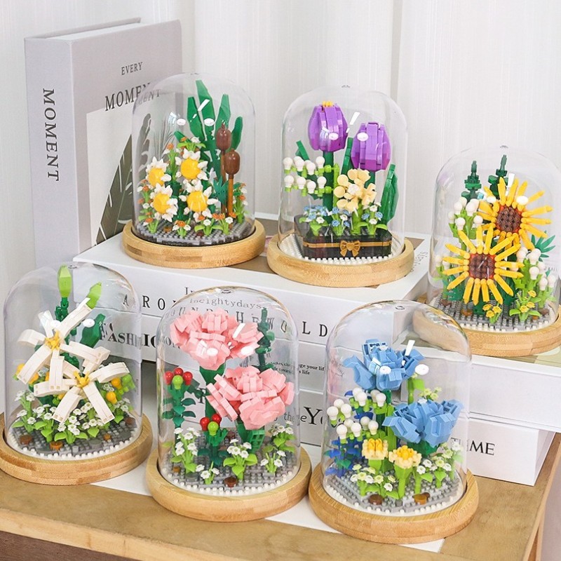 智鹰2775-2820小颗粒母亲节手工礼物拼装积木花带展示盒ins代发跨