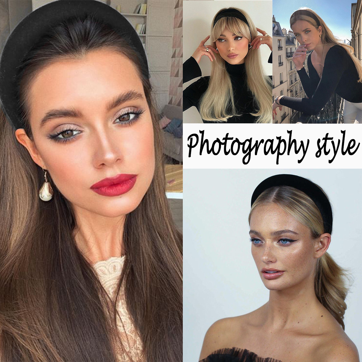 SARLA wig, long hair band wig for women, European and American export long straight hair band wig, one-piece head cover Item Picture