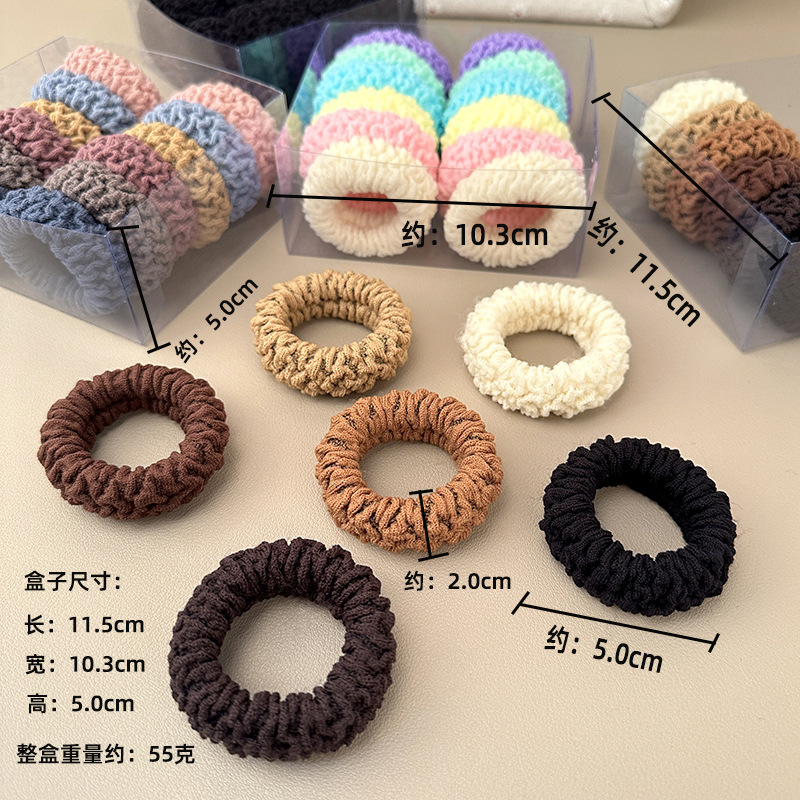 Boxed thickened and widened high-elasticity towel band, seamless fish-scale pattern hair tie, rubber band, leather cover, hair band pic 56