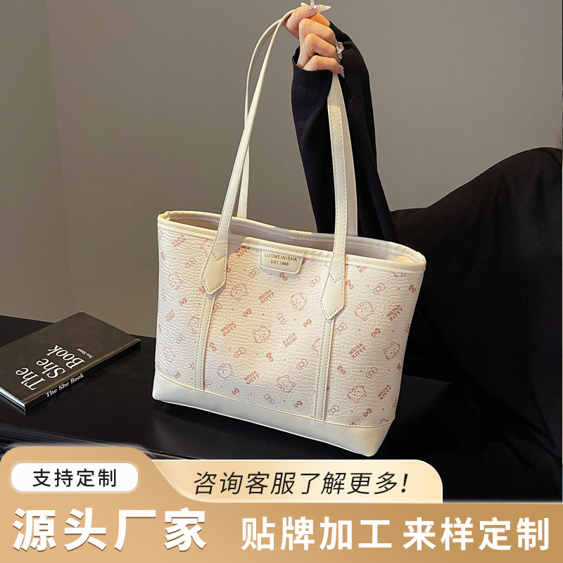 新款2025时尚印花PU复古托特包潮流个性女包日常简约单肩包手提包
