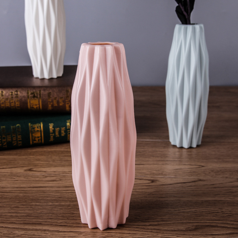 厂家直销塑料花瓶北欧色花瓶创意茶花摆件干湿花花瓶详情图3