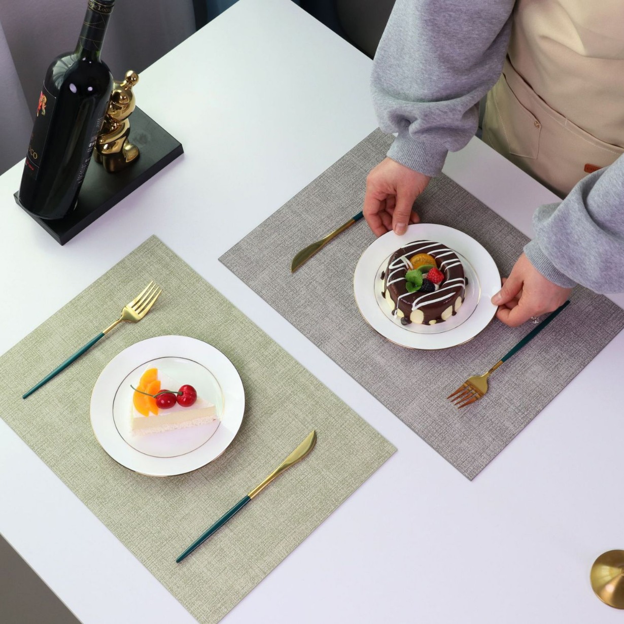 Waterproof and oil-proof placemats, Chinese-style fabric-textured table MATS, heat-insulating pads, high-end Western-style placemats, coasters, heat-resistant table MATS and bowl MATS details Picture