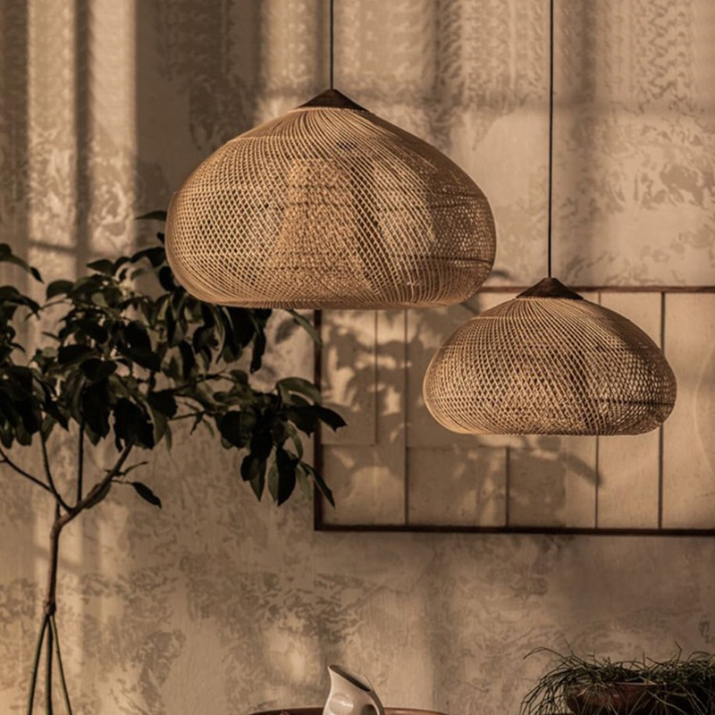 Southeast Asia Rattan Art Chandelier Japanese Restaurant Chandelier Custom Homestay Tea Room Zen Retro Rattan Hand-Woven Lights details Picture