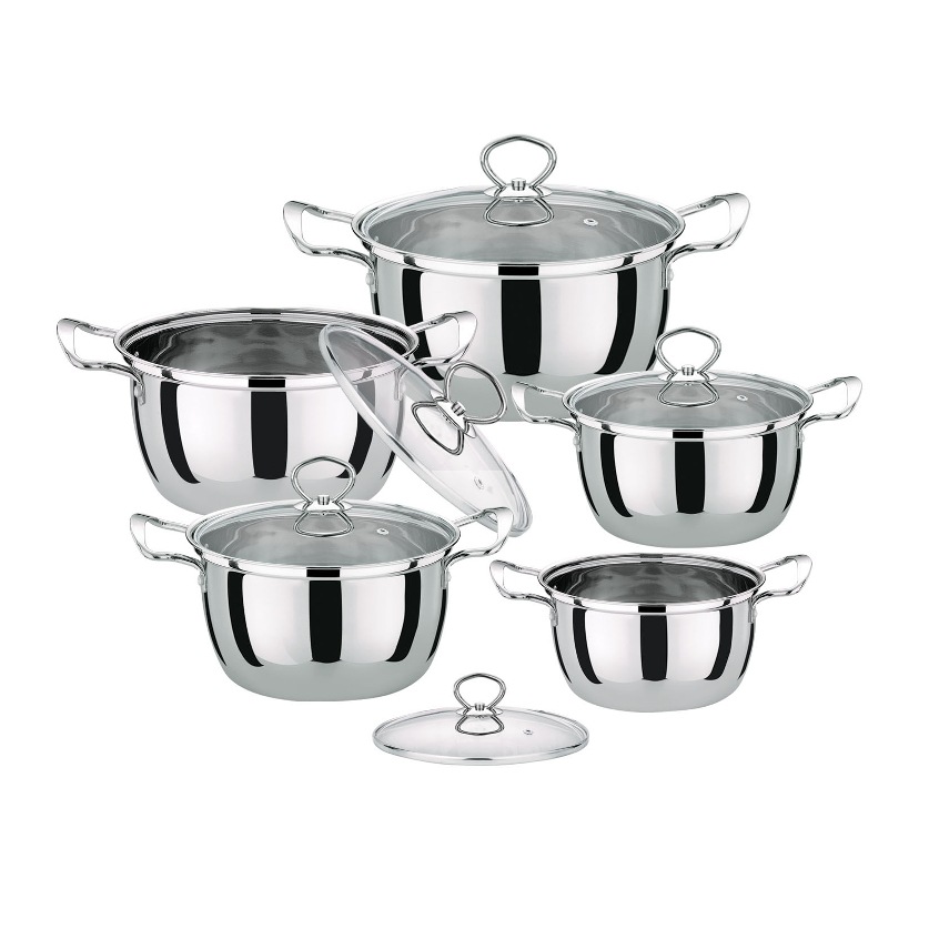 Chaozhou Hufa Stainless Steel Set Cookware wholesale, double-bottom cross-border ten-piece set, small milk pot, large capacity soup pot
