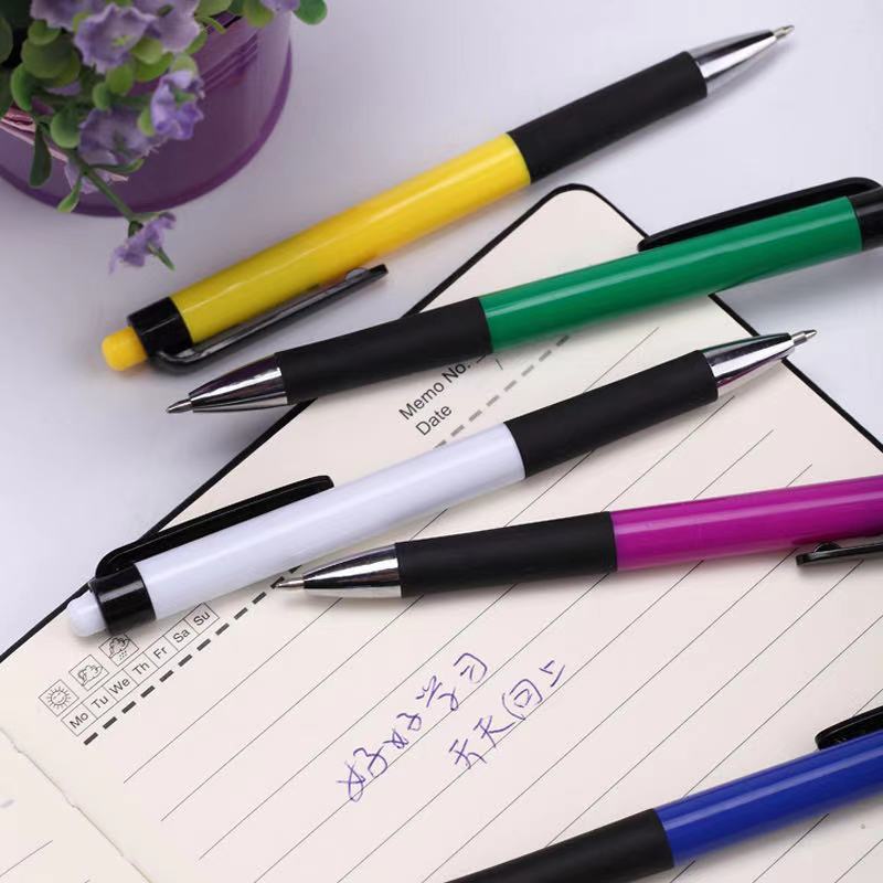 Blue creative press ballpoint pen, non-leaking plastic oil pen, high appearance level press type office use wholesale Specification image