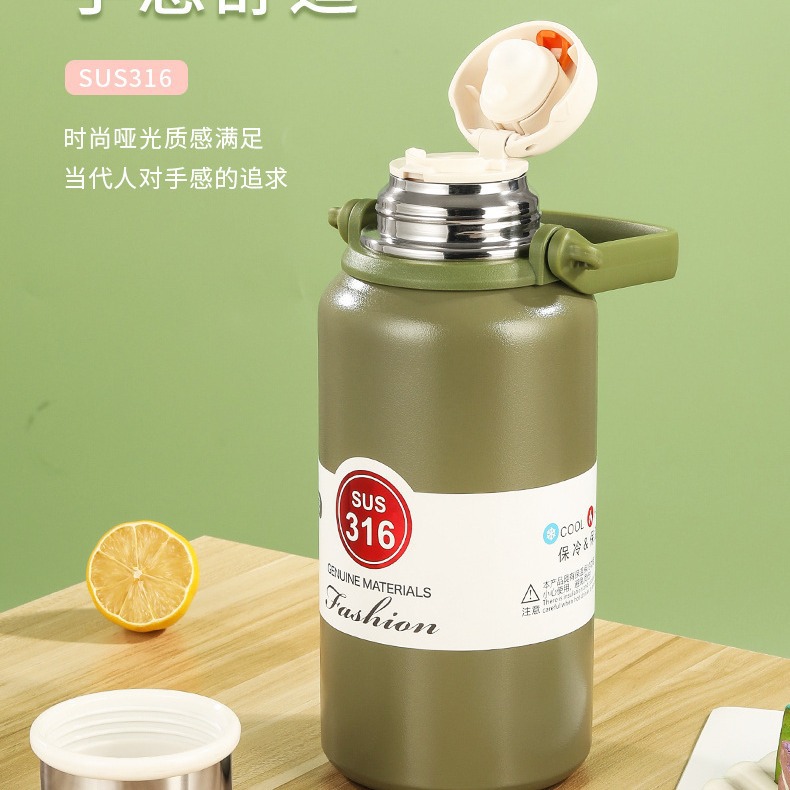 Direct 316 Stainless Steel Diamond Pot Large Capacity Big Mac With Handle Steel Cover Student Sports Master Outdoor Cup details Picture
