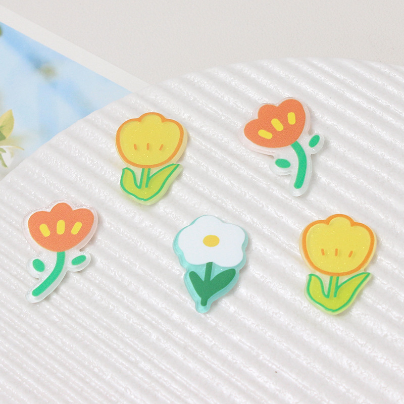 Cute cartoon flowers, tulips, acrylic bouquets, sheet tiles, DIY accessories, hair clips, headwear accessories materials details Picture