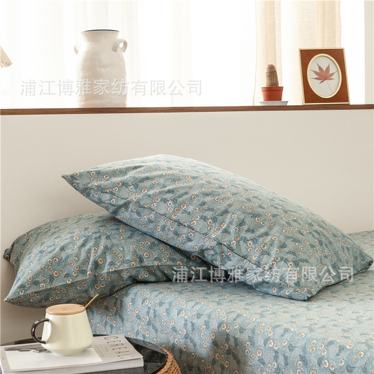 Printed Small Fresh Garden Cotton Pillowcase Single And Double Pure Cotton Washed Cotton Pillowcase Pair Of 2 Wholesale