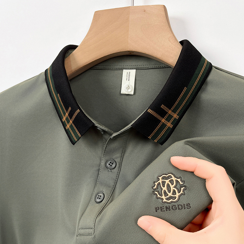 A new casual POLO shirt with a lapel collar and a fashionable pullover for young and middle-aged men in summer details Picture