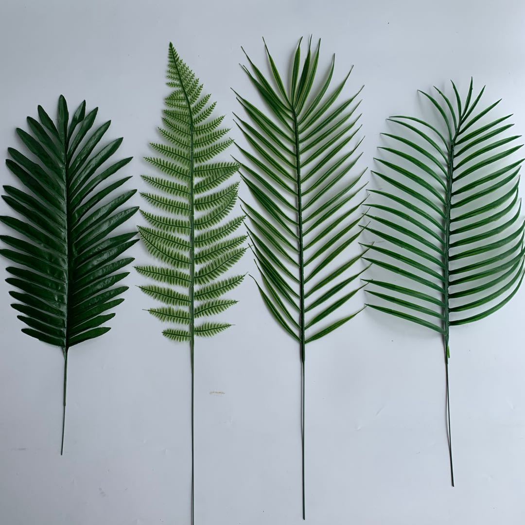 厂家直销塑料散尾葵铁树叶背景墙装饰仿真绿植假树叶工程装饰大叶