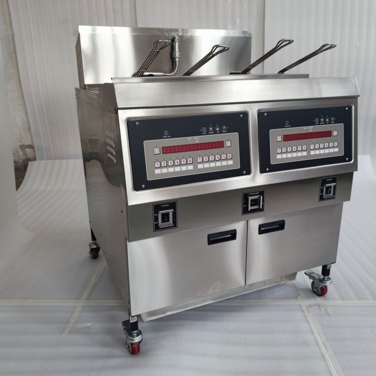 322 Electric/Gas Two-Cylinder Four-Basket Computer Suet Fryer With Filter Fryer French Fries Machine Commercial Large Capacity Fryer Specification drawing