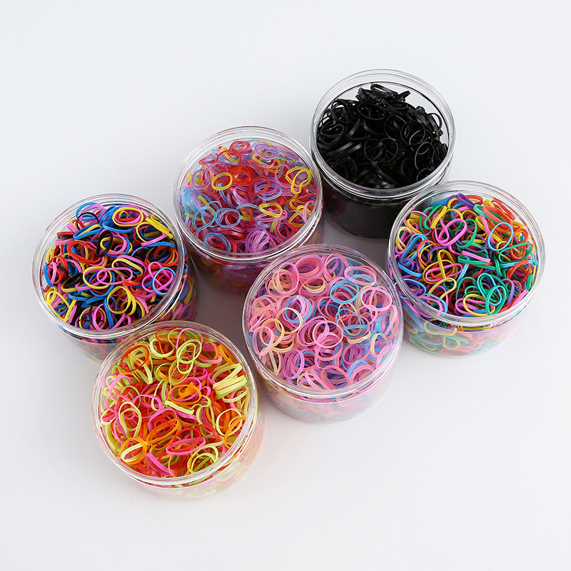 New Boxed Hair Rope Black Large Round Bottle Color High Elasticity Does Not Hurt Hair Band Children Disposable Small Rubber Band