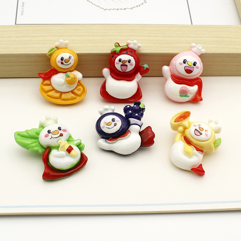 新款雪人树脂配件批发 diy手工材料奶油胶手机壳鞋扣发夹冰箱贴
